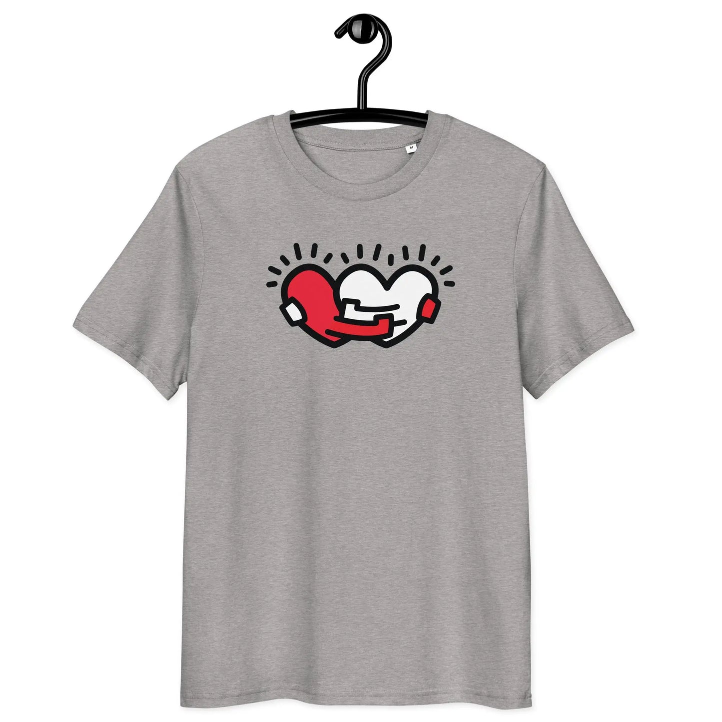 hug more t-shirt - front view - on hanger - grey color