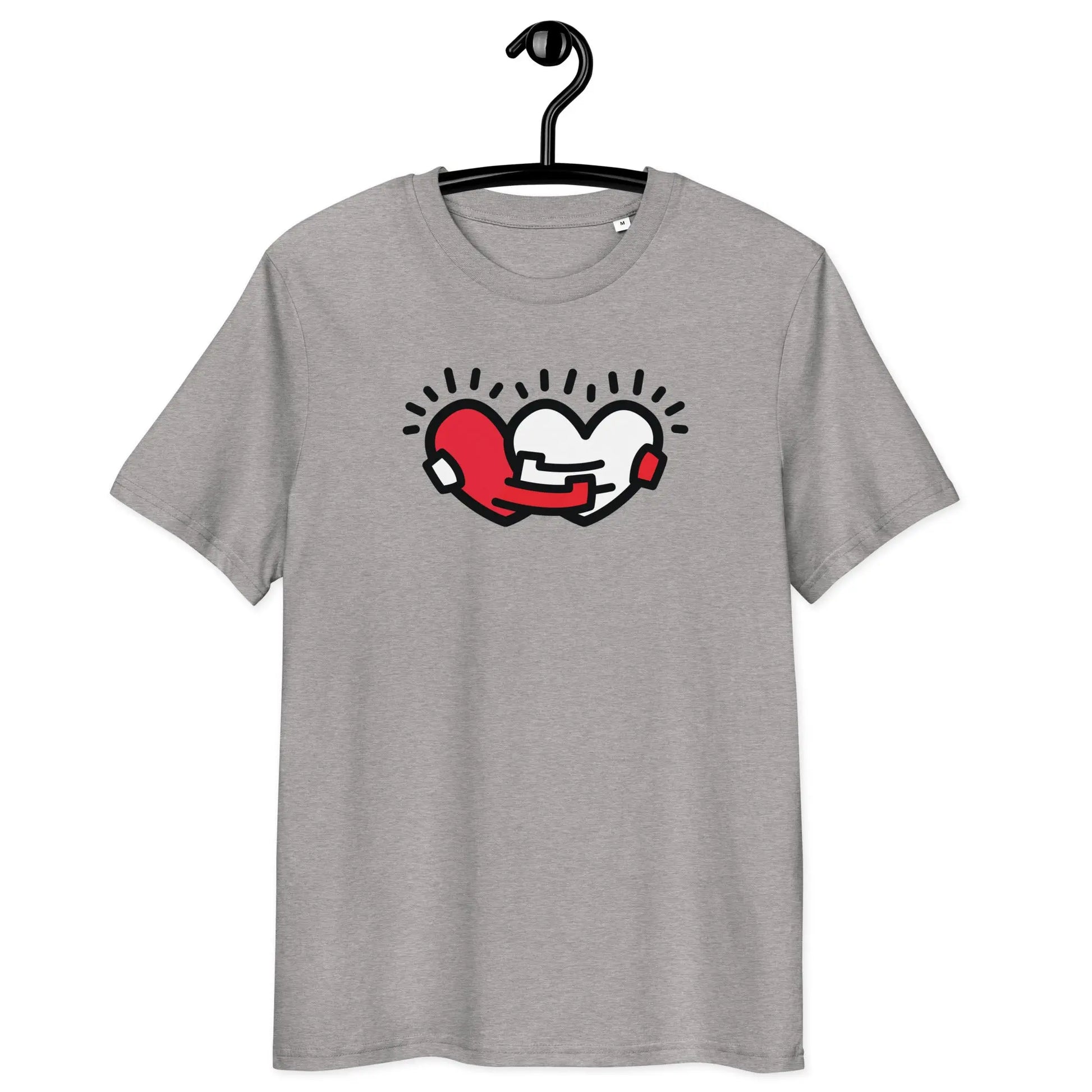 hug more t-shirt - front view - on hanger - grey color