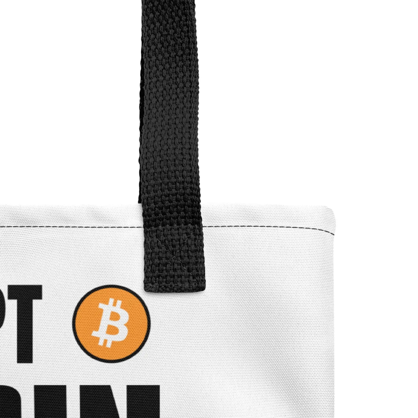 bitcoin tote bag - i accept bitcoin conversations - close-up view
