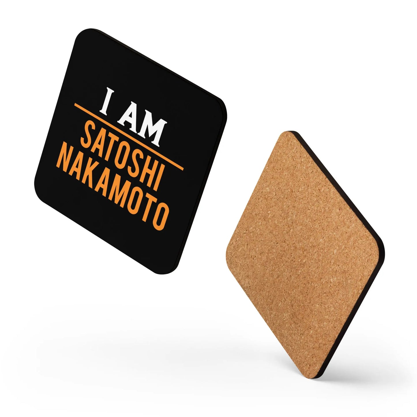 I Am Satoshi Nakamoto Bitcoin coaster floating layout product image