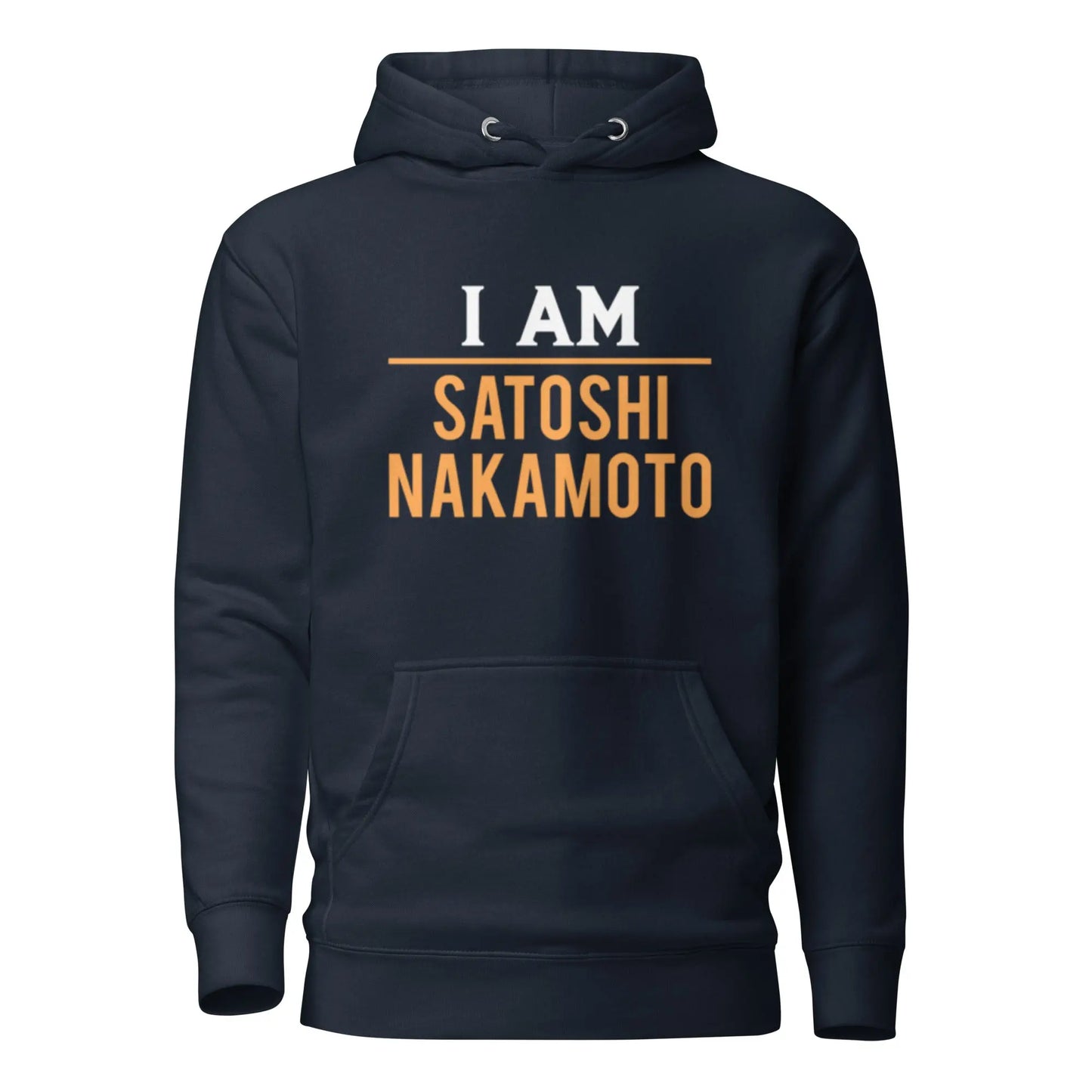 bitcoin hoodie - i am satoshi nakamoto - front view - navy blue