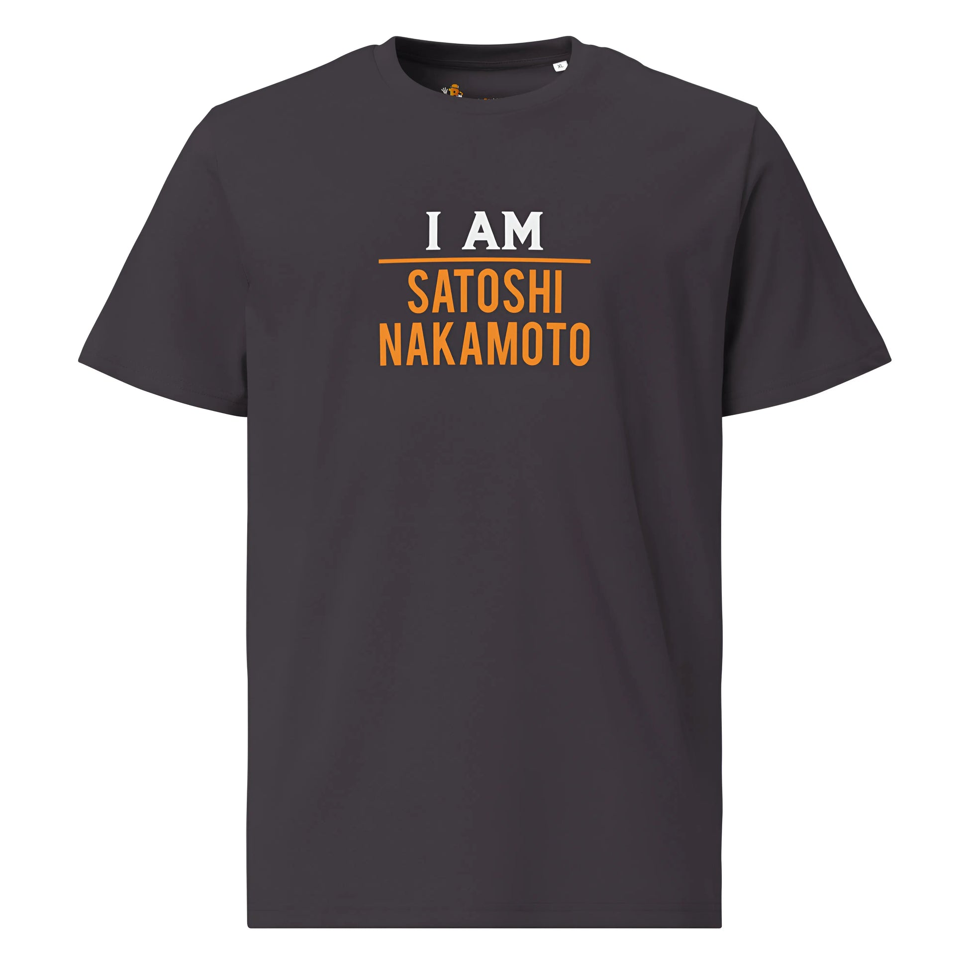 bitcoin t-shirt - i am satoshi nakamoto - front view - anthracite