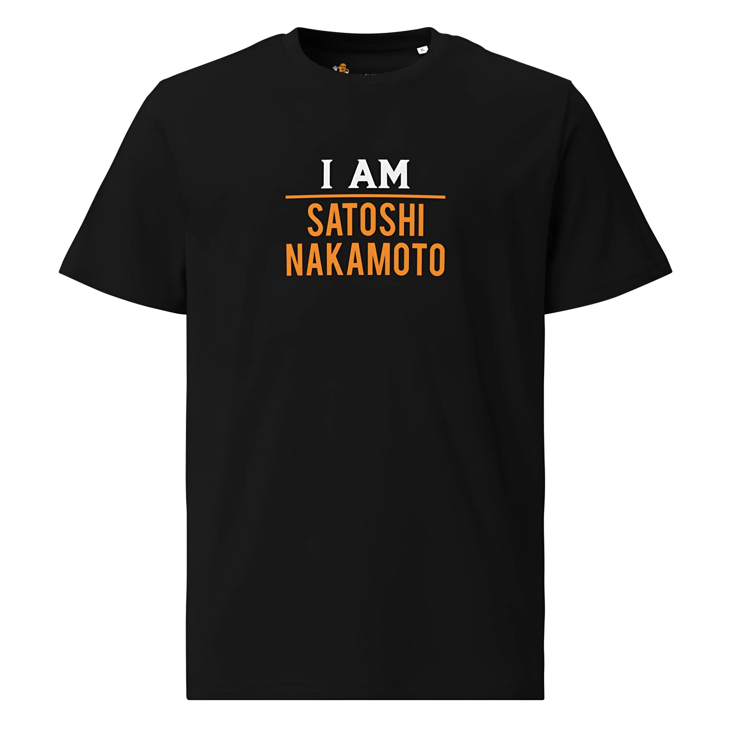 bitcoin t-shirt - i am satoshi nakamoto - front view - black