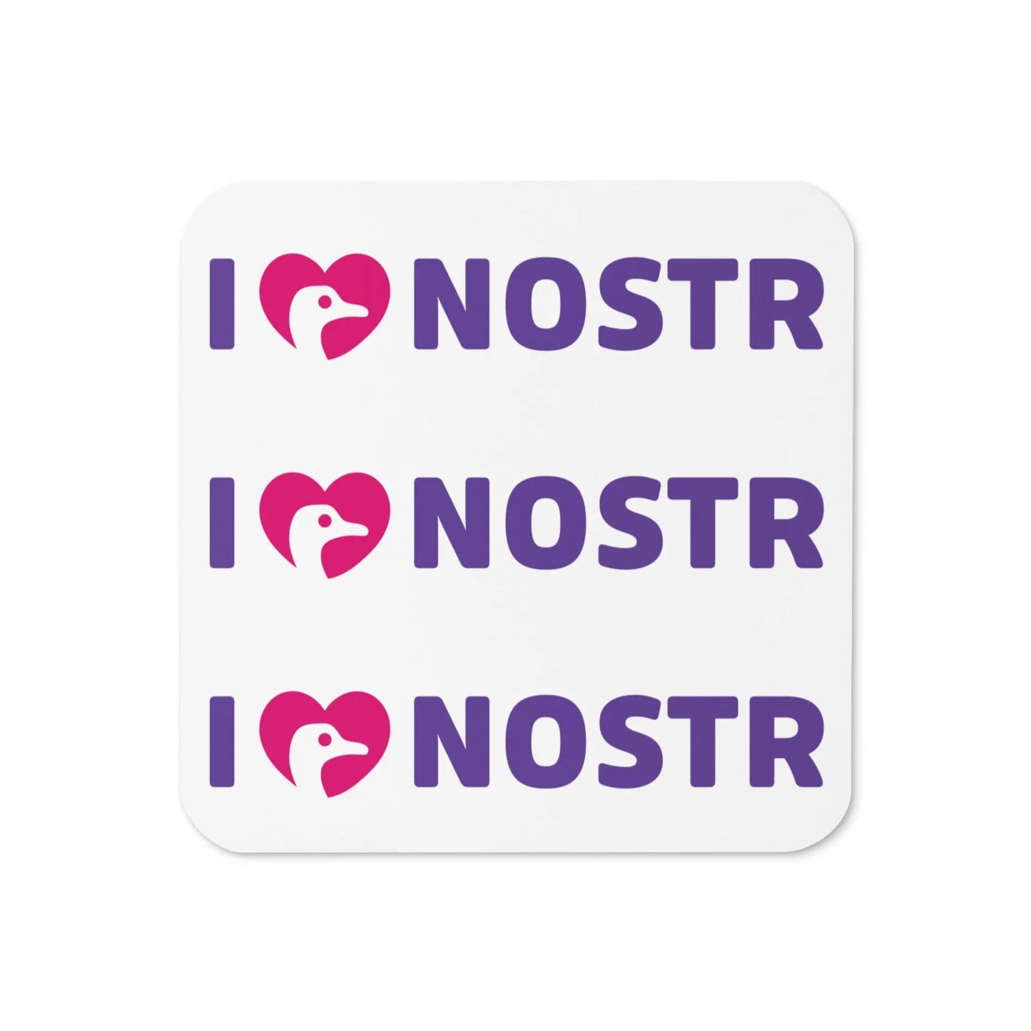 I Love Nostr Nostr coaster by BitPopArt front view