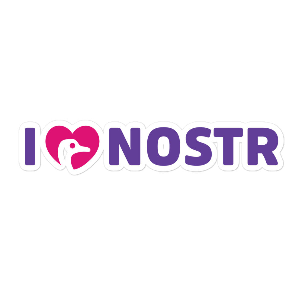 nostr sticker - i love nostr - front view - large