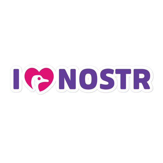 nostr sticker - i love nostr - front view - large