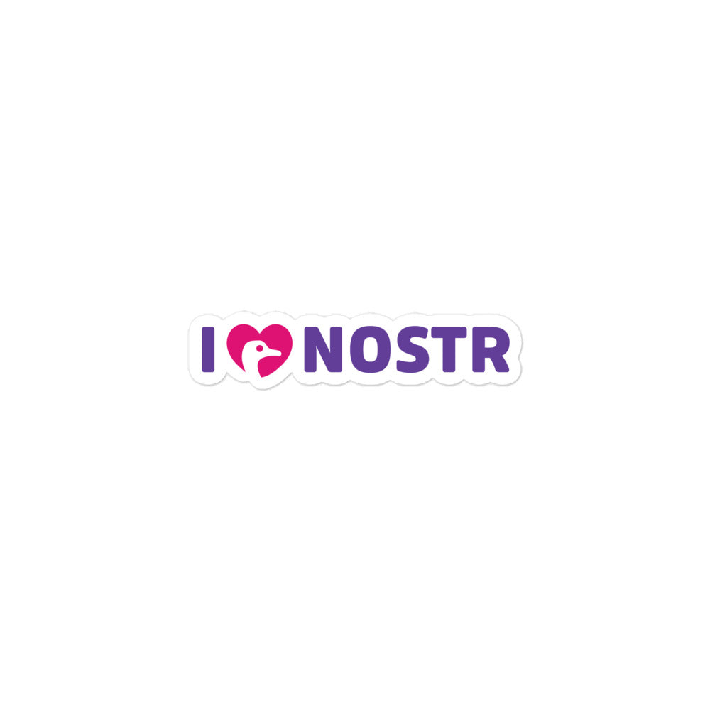 nostr sticker - i love nostr - front view - small