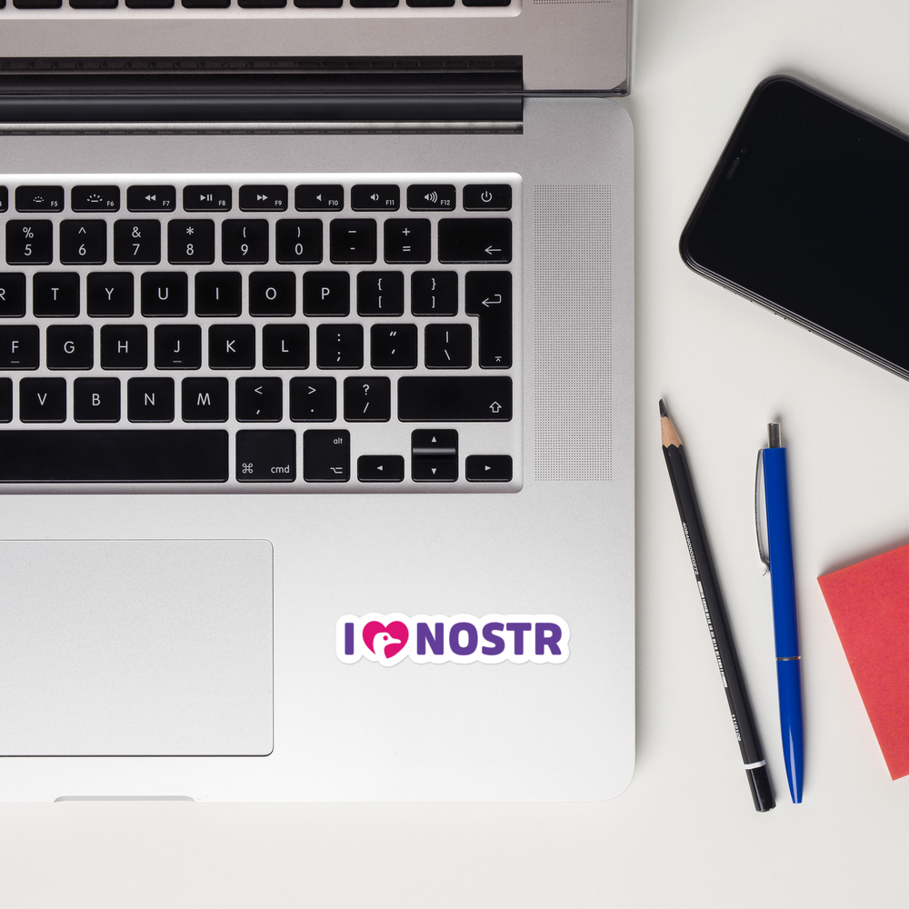 nostr sticker - i love nostr - laptop view - detail