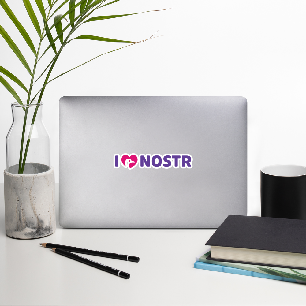 nostr sticker - i love nostr - laptop view