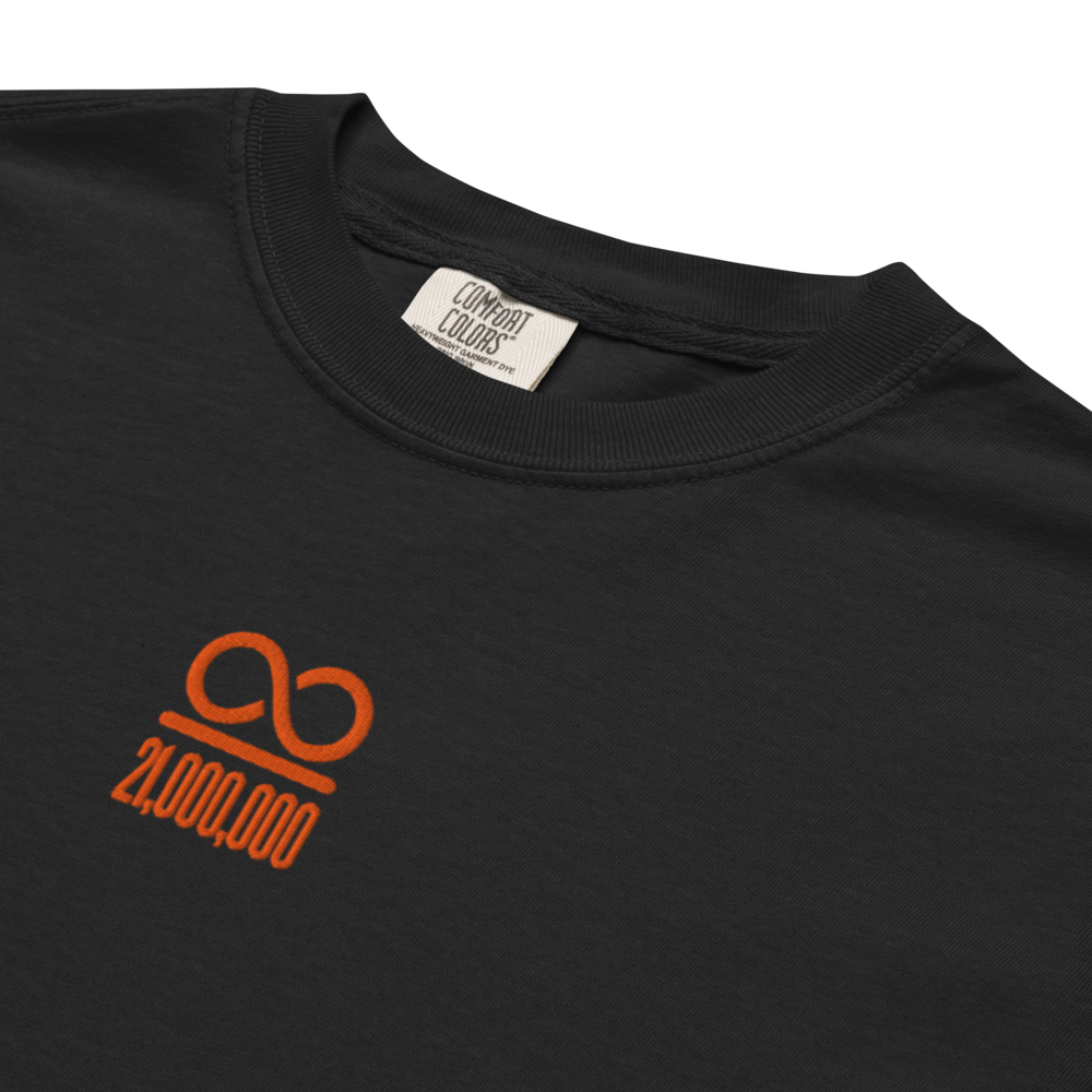 bitcoin t-shirt - infinity 21 million - embroidery close-up