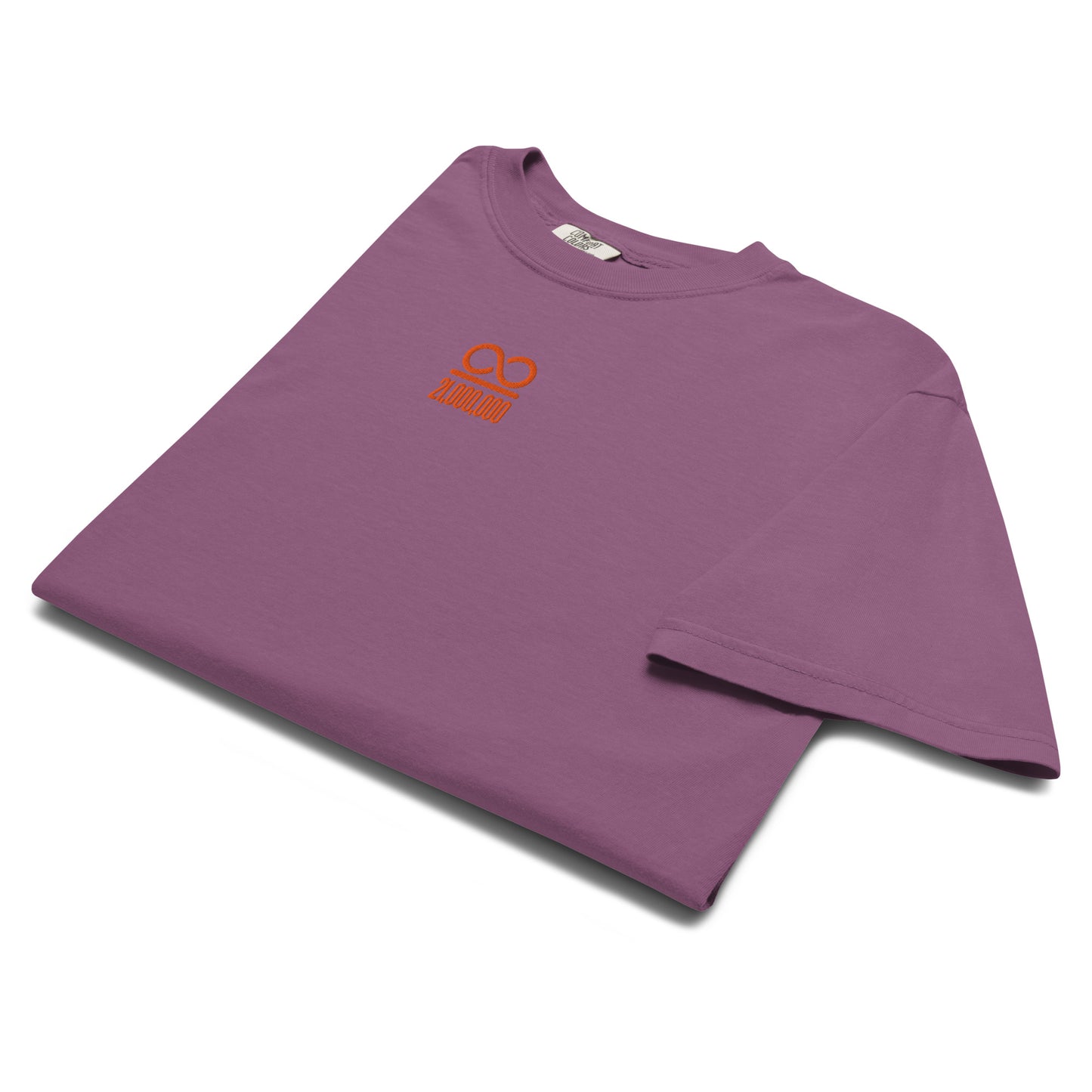 bitcoin t-shirt - infinity 21 million - folded view - berry