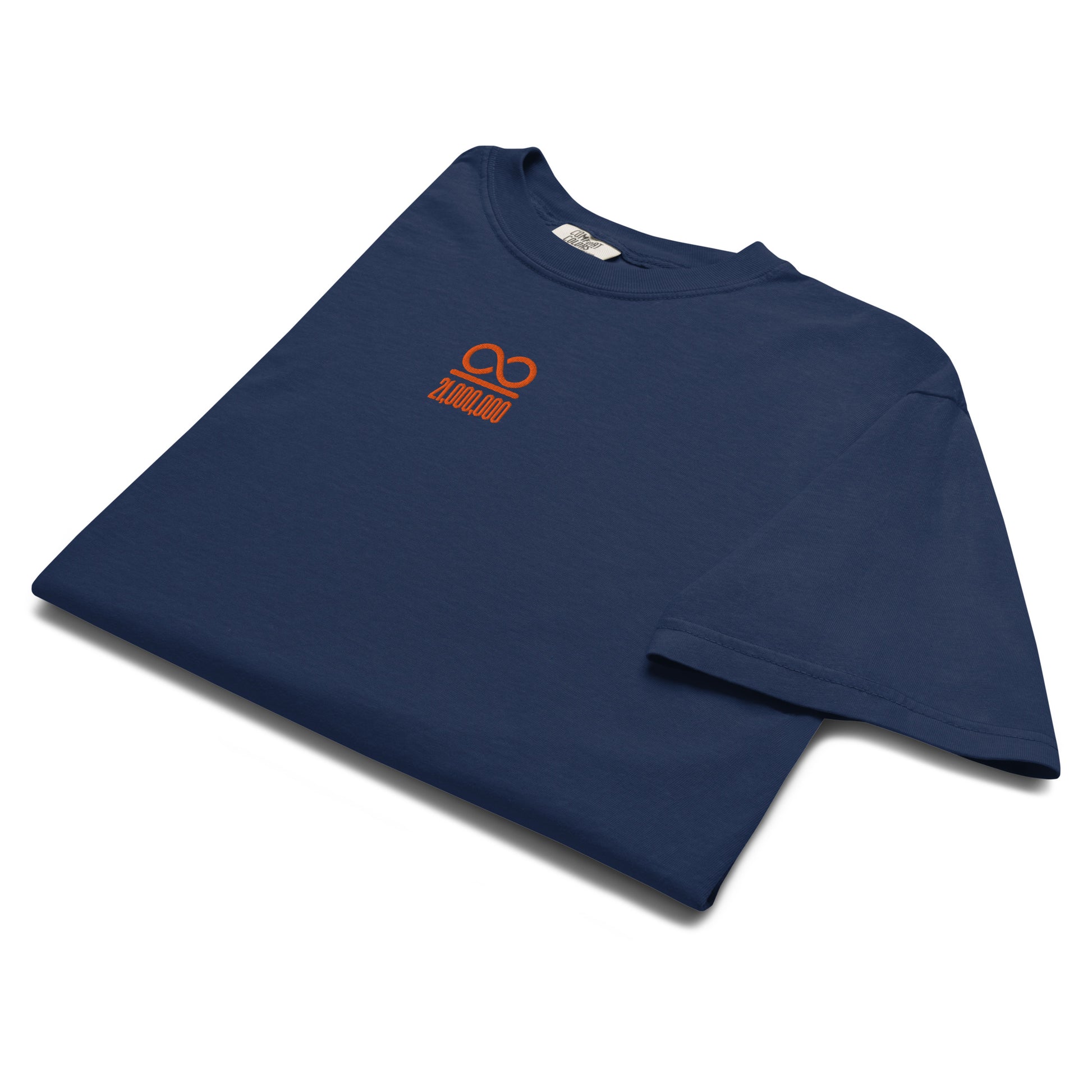 bitcoin t-shirt - infinity 21 million - folded view - blue