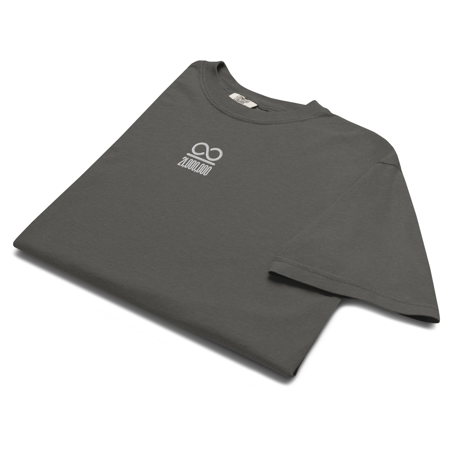 bitcoin t-shirt - infinity 21 million - folded view - pepper