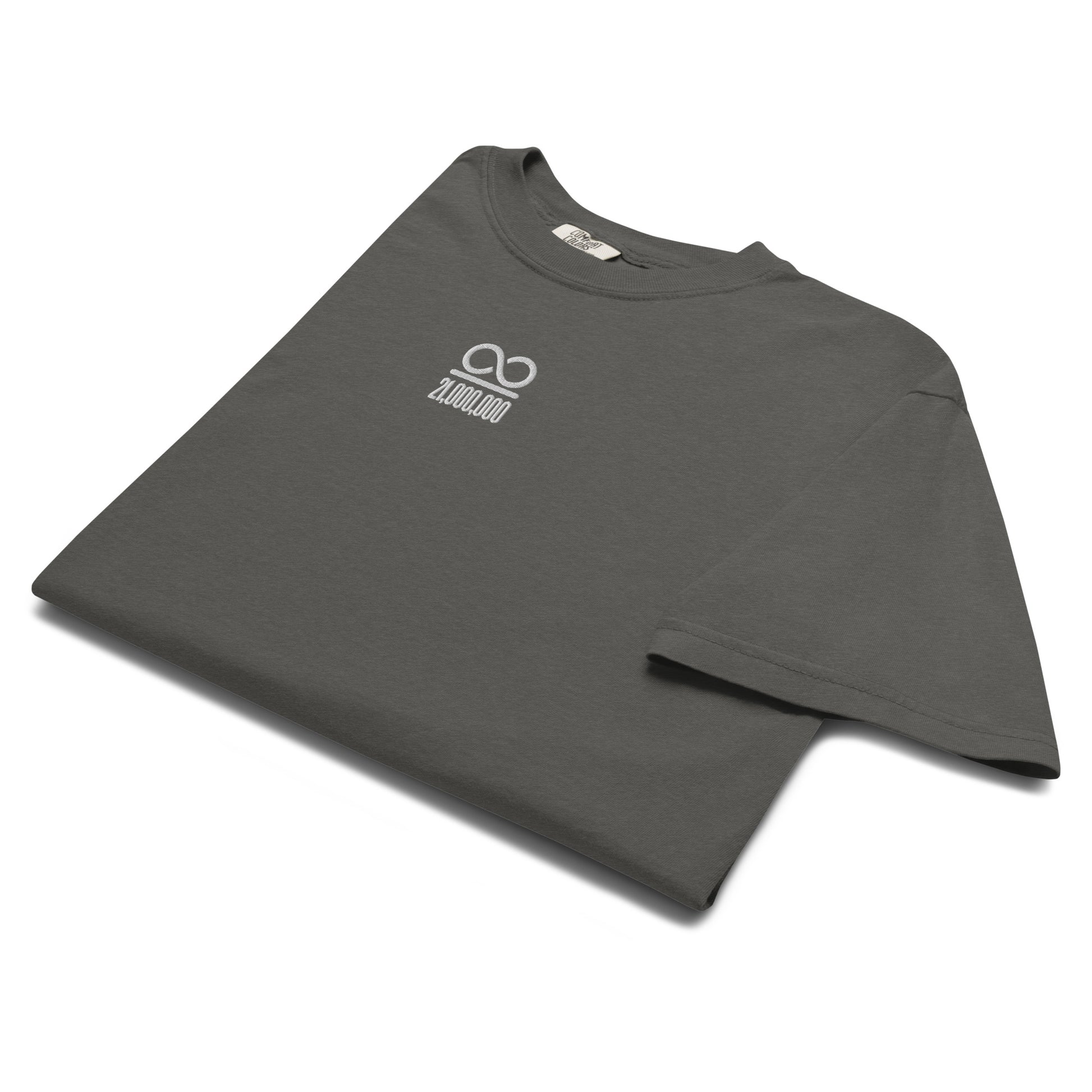 bitcoin t-shirt - infinity 21 million - folded view - pepper