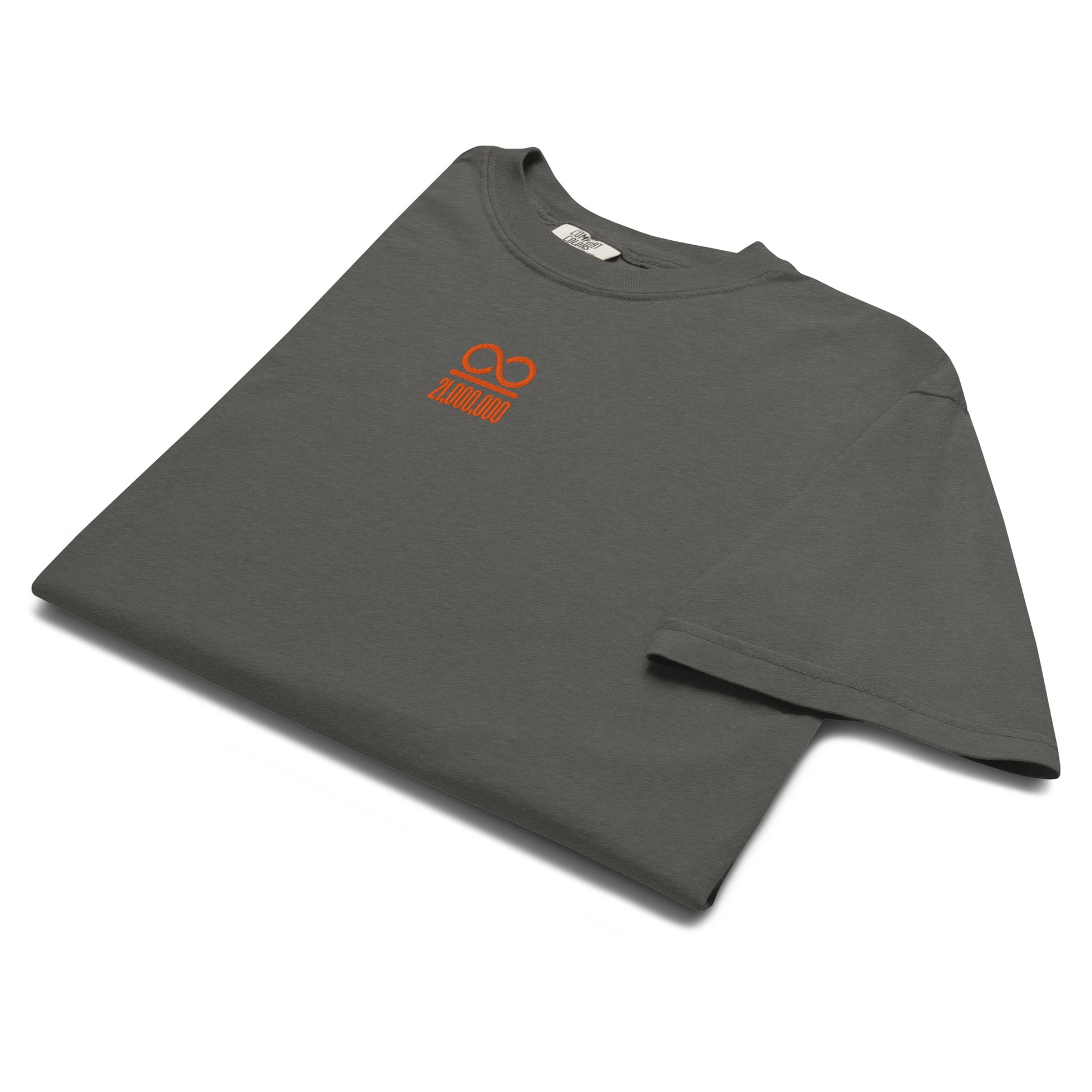 bitcoin t-shirt - infinity 21 million - folded view - pepper