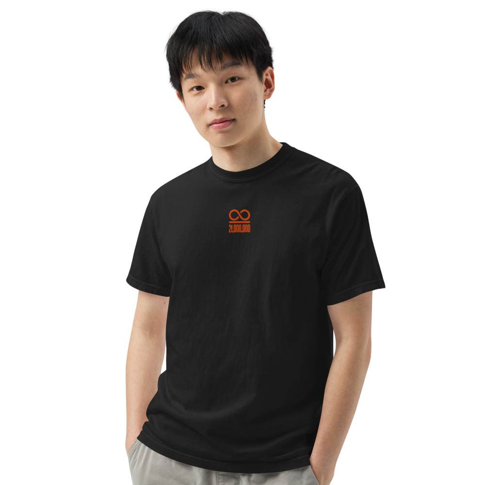 bitcoin t-shirt - infinity 21 million - worn view - black