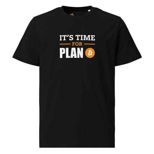 bitcoin t-shirt - it’s time for plan b - front view - black