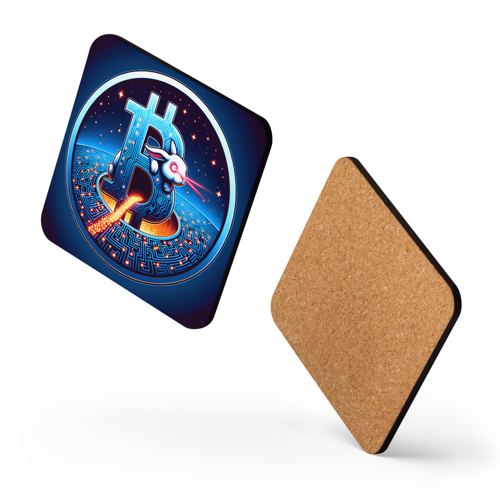 Laser Eyes Rabbit Bitcoin coaster floating layout product image