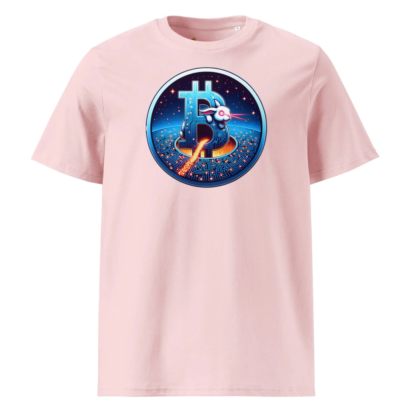 Bitcoin T-Shirt – Laser Eyes Rabbit - front view — pink