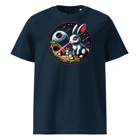 Bitcoin T-Shirt – Laser Eyes Rabbit Family | Store of Value — front view — navy