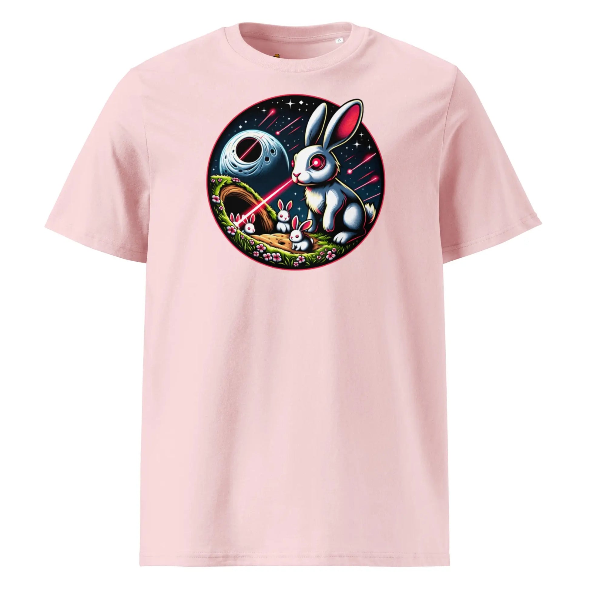 Bitcoin T-Shirt – Laser Eyes Rabbit Family - front view — pink