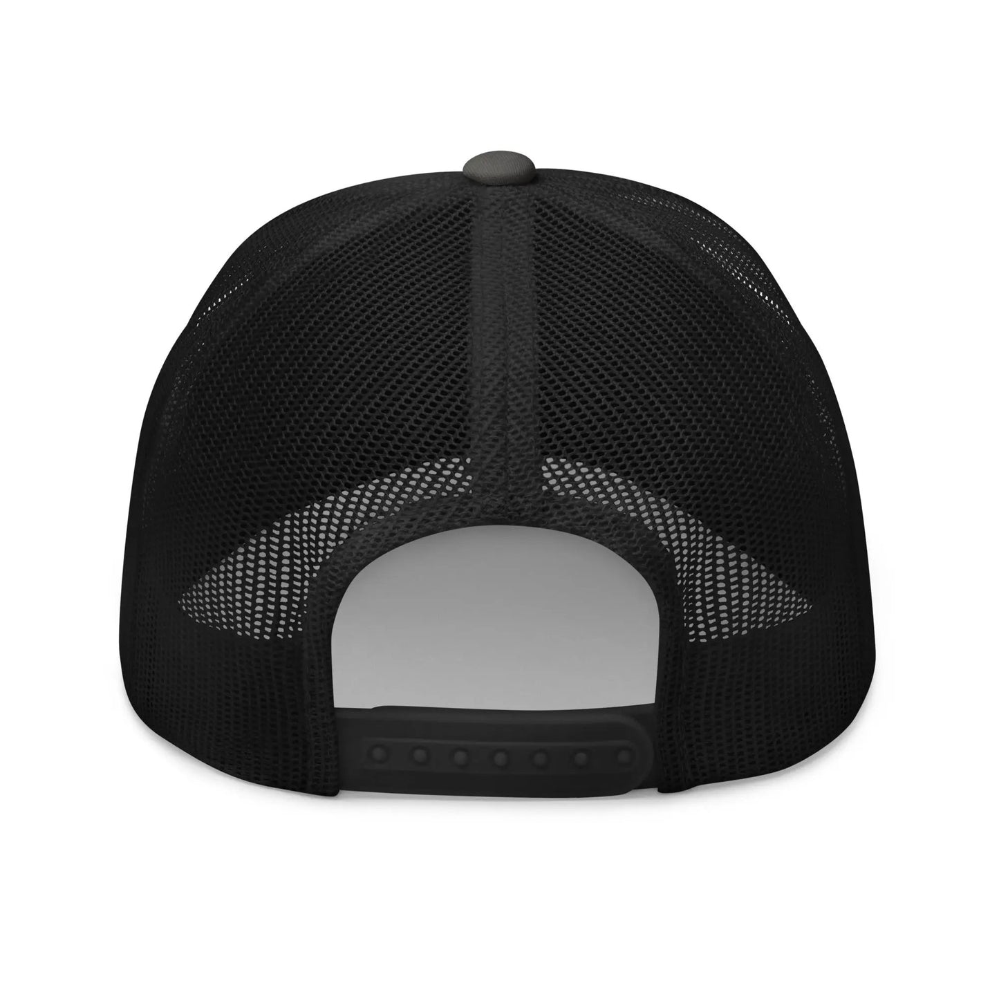 bitcoin trucker hat - lightning symbol - back view - charcoal