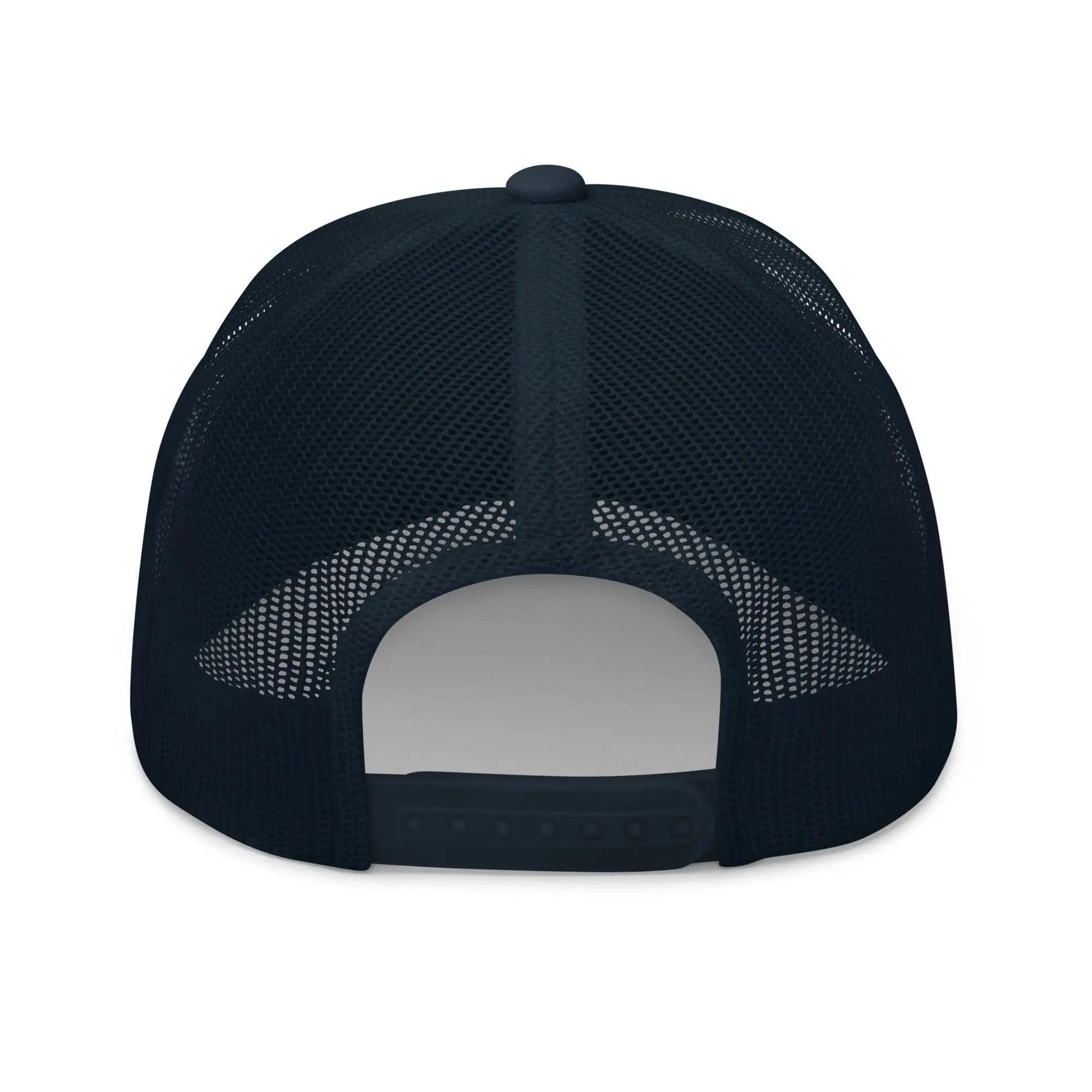 bitcoin trucker hat - lightning symbol - back view - navy
