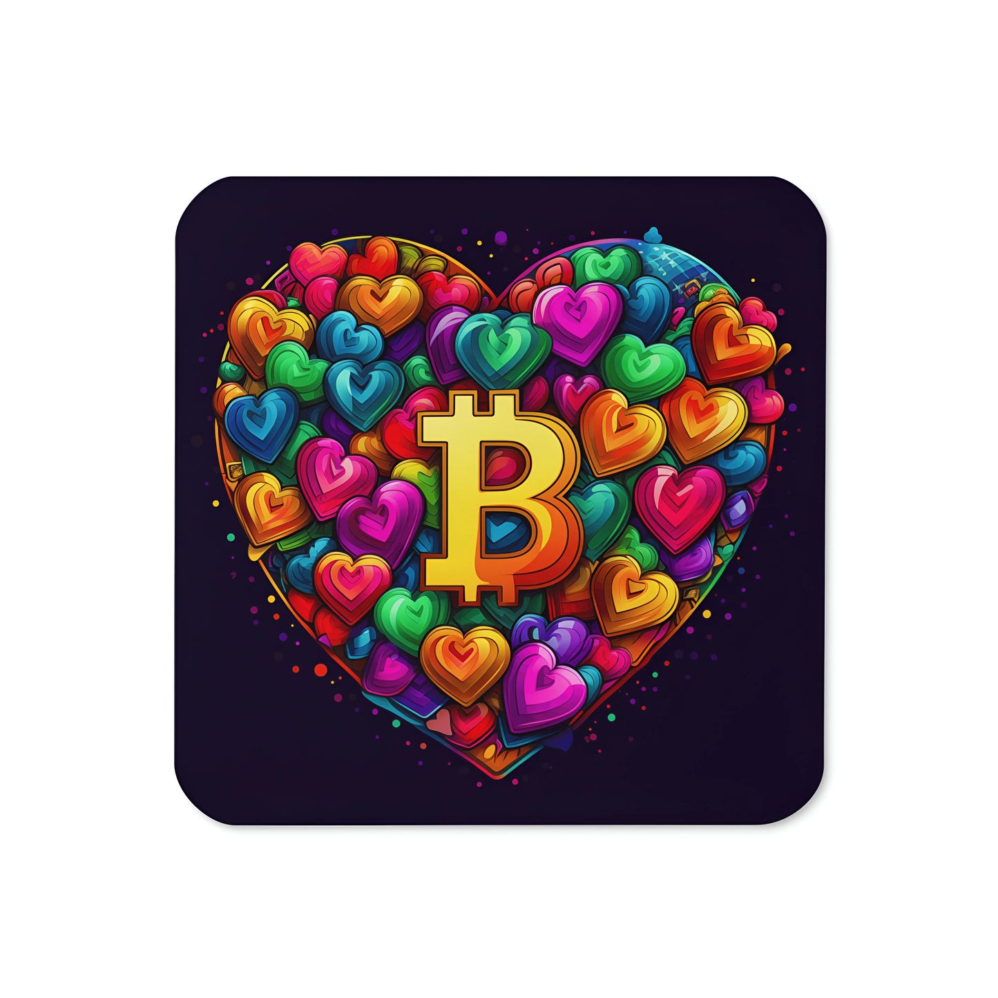 Love for Bitcoin glossy Bitcoin coaster front view