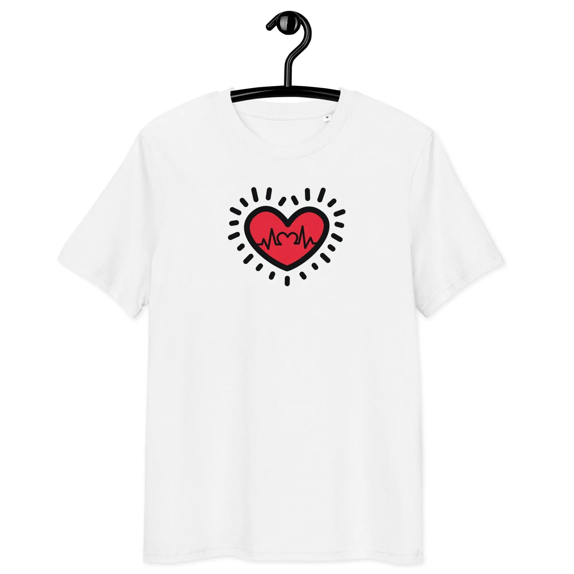 love frequency t-shirt - front view - on hanger - white color
