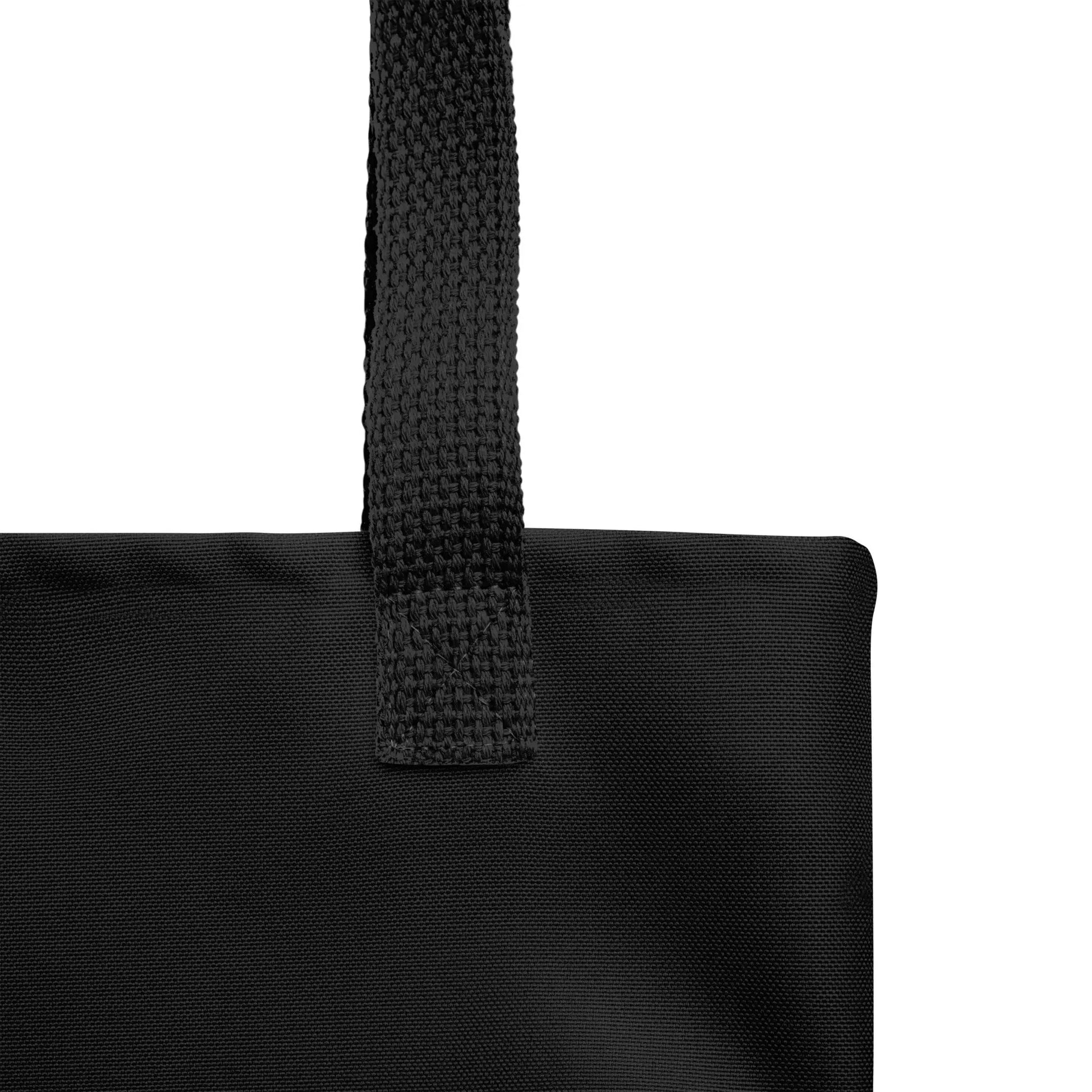 bitcoin tote bag - magic internet money - close-up view - black