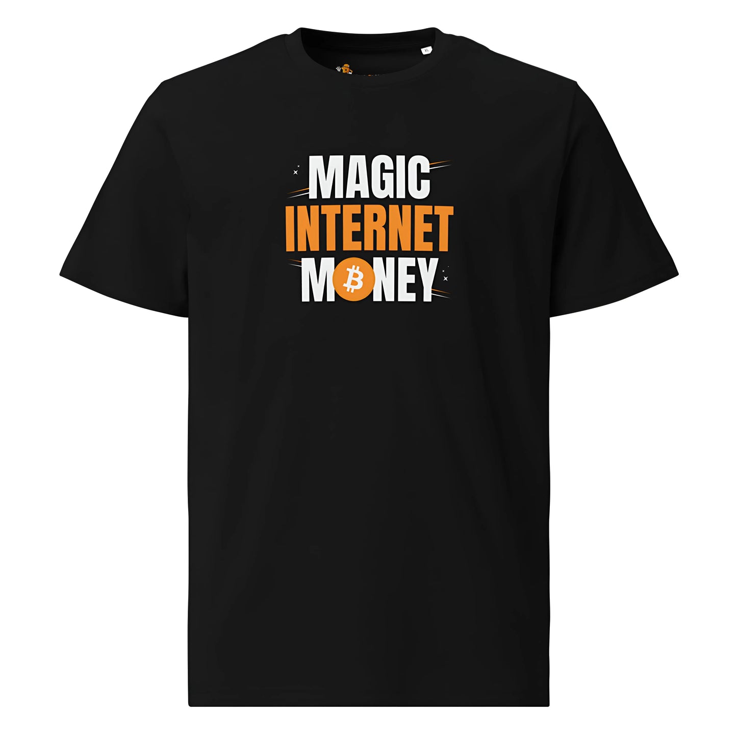 bitcoin t-shirt - magic internet money - front view - black