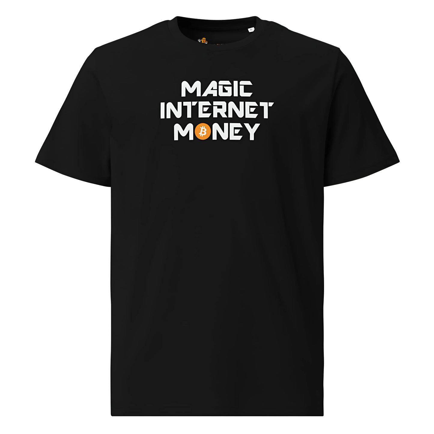 bitcoin t-shirt - magic internet money - front view - black