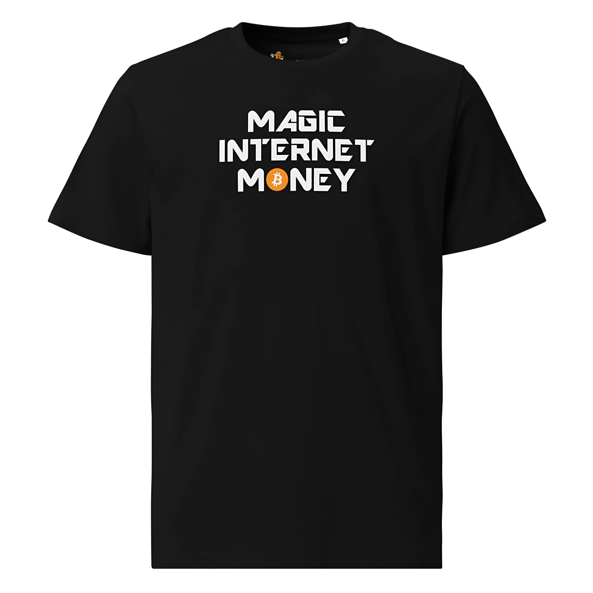 bitcoin t-shirt - magic internet money - front view - black