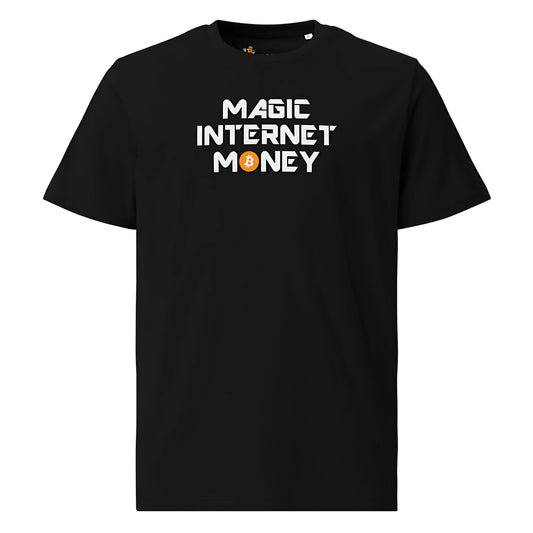 bitcoin t-shirt - magic internet money - front view - black