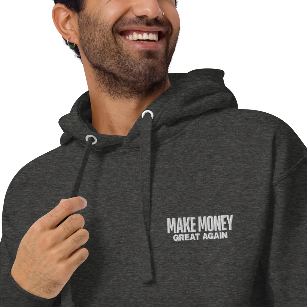 bitcoin hoodie - make money great again - embroidery close-up
