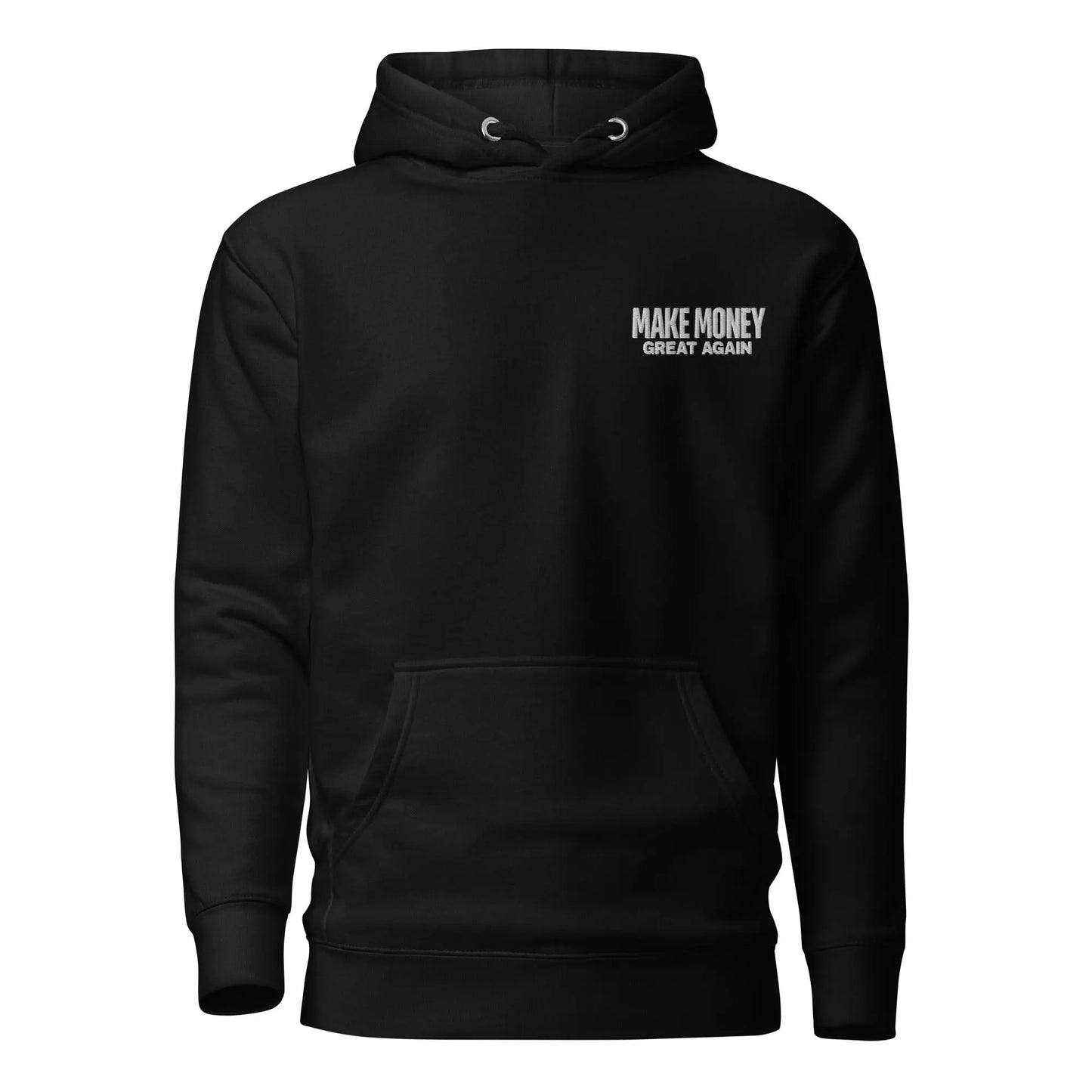 bitcoin hoodie - make money great again - front view - black