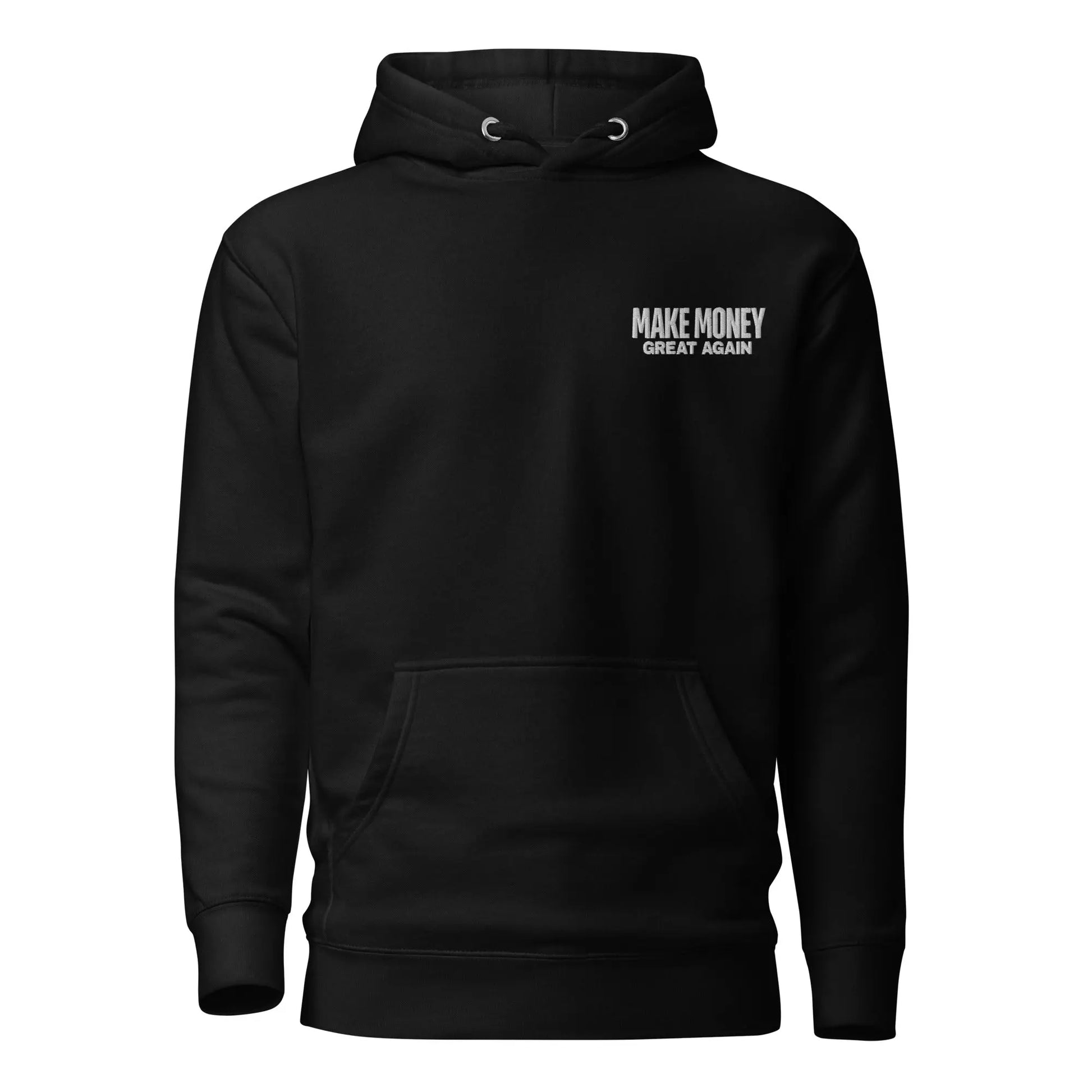 bitcoin hoodie - make money great again - front view - black