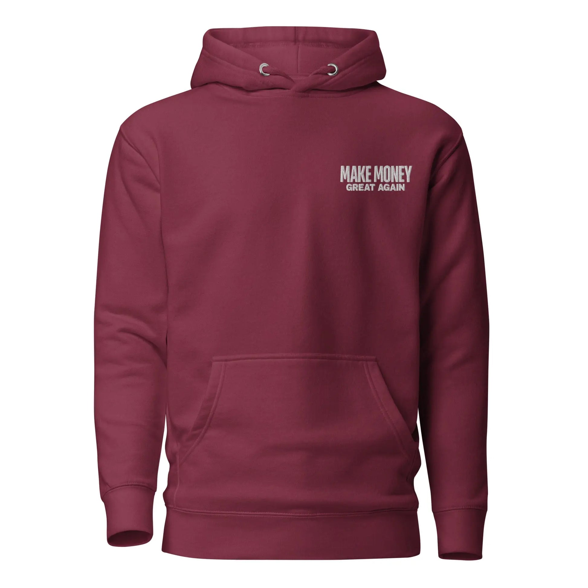 bitcoin hoodie - make money great again - front view - maroon