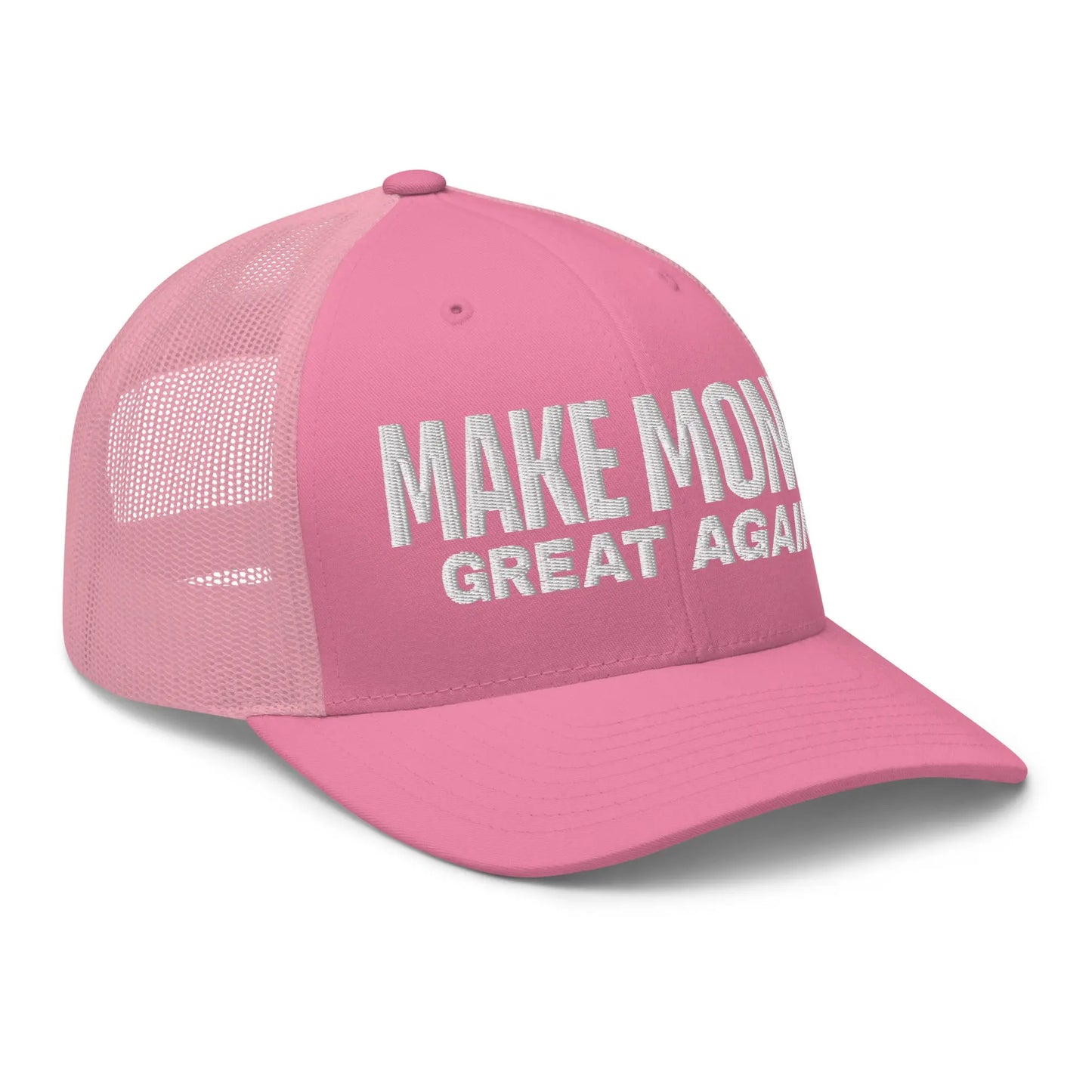 bitcoin trucker hat - make money great again - angled front view - pink