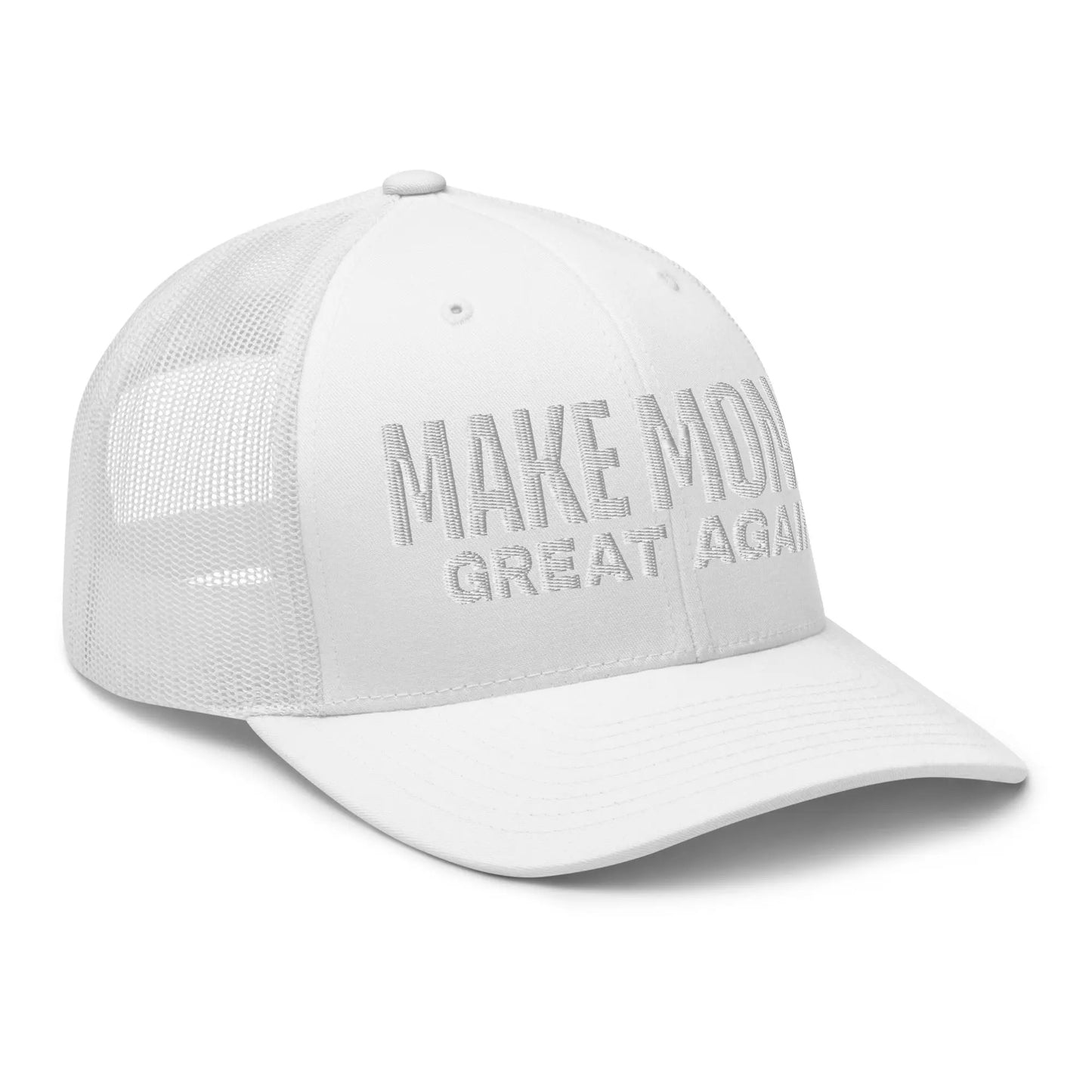 bitcoin trucker hat - make money great again - angled front view - white