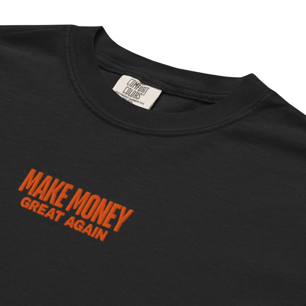bitcoin t-shirt - make money great again - embroidery close-up
