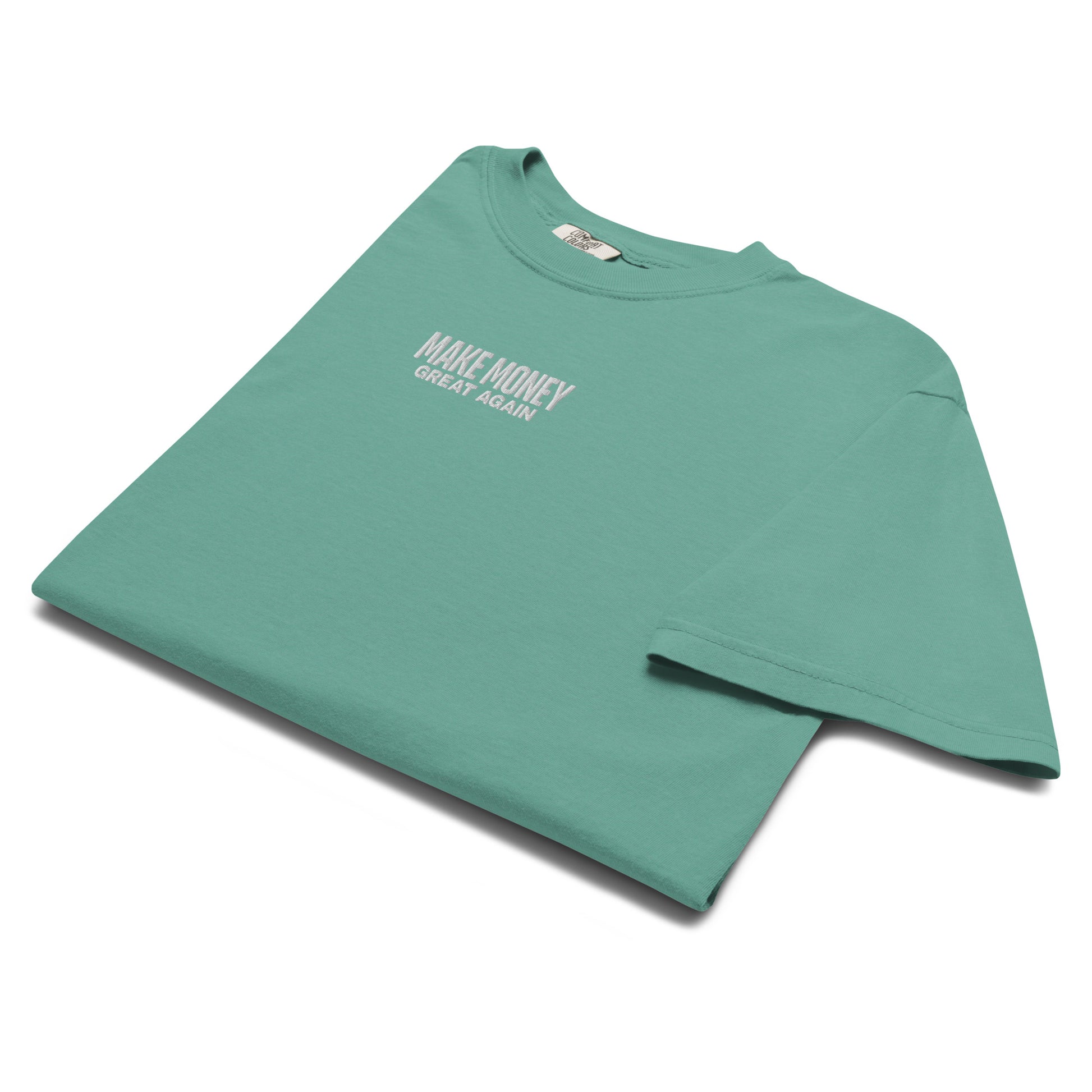 bitcoin t-shirt - make money great again - folded view - seafoam