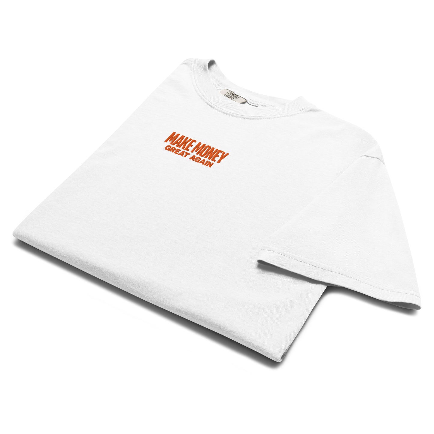bitcoin t-shirt - make money great again - folded view - white