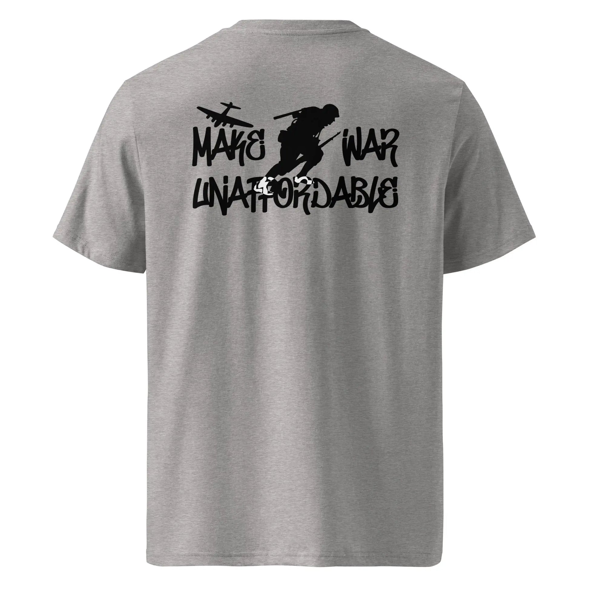 Bitcoin T-Shirt – Make War Unaffordable  - back print - grey