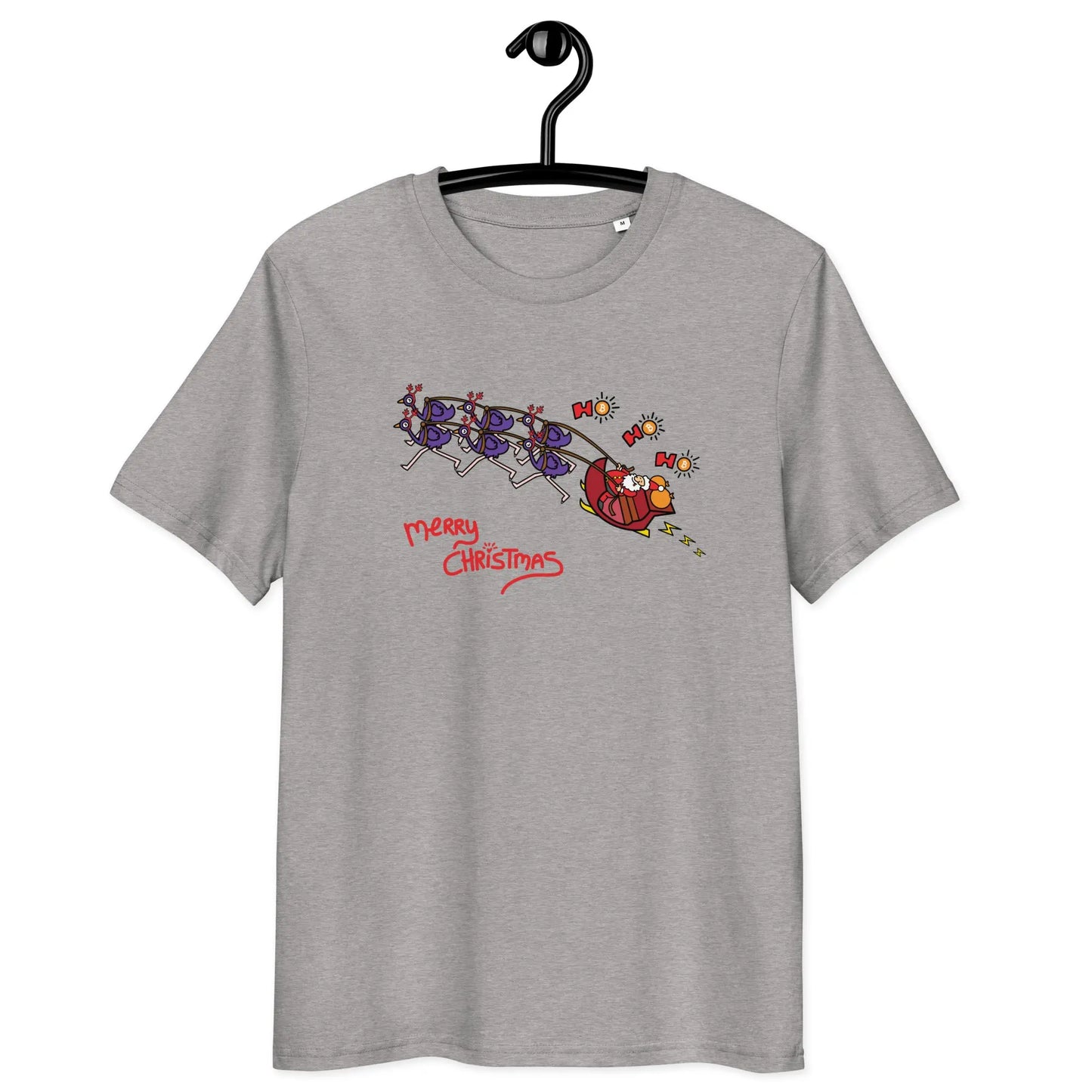 bitcoin t-shirt - merry christmas - front view grey