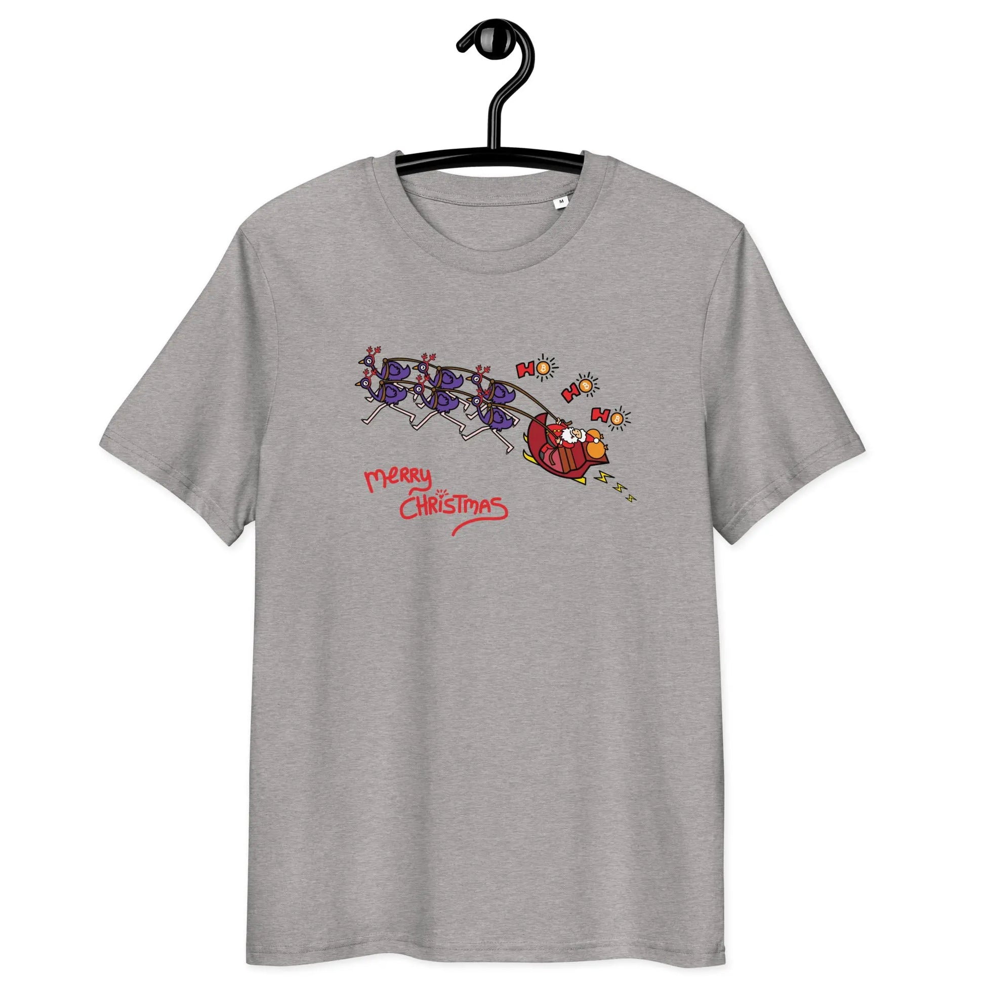 bitcoin t-shirt - merry christmas - front view grey
