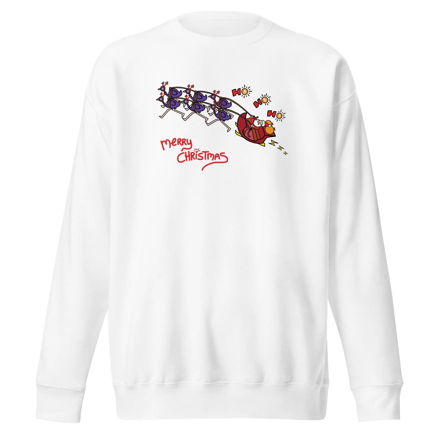 bitcoin sweatshirt - merry christmas by bitpopart - front view - white