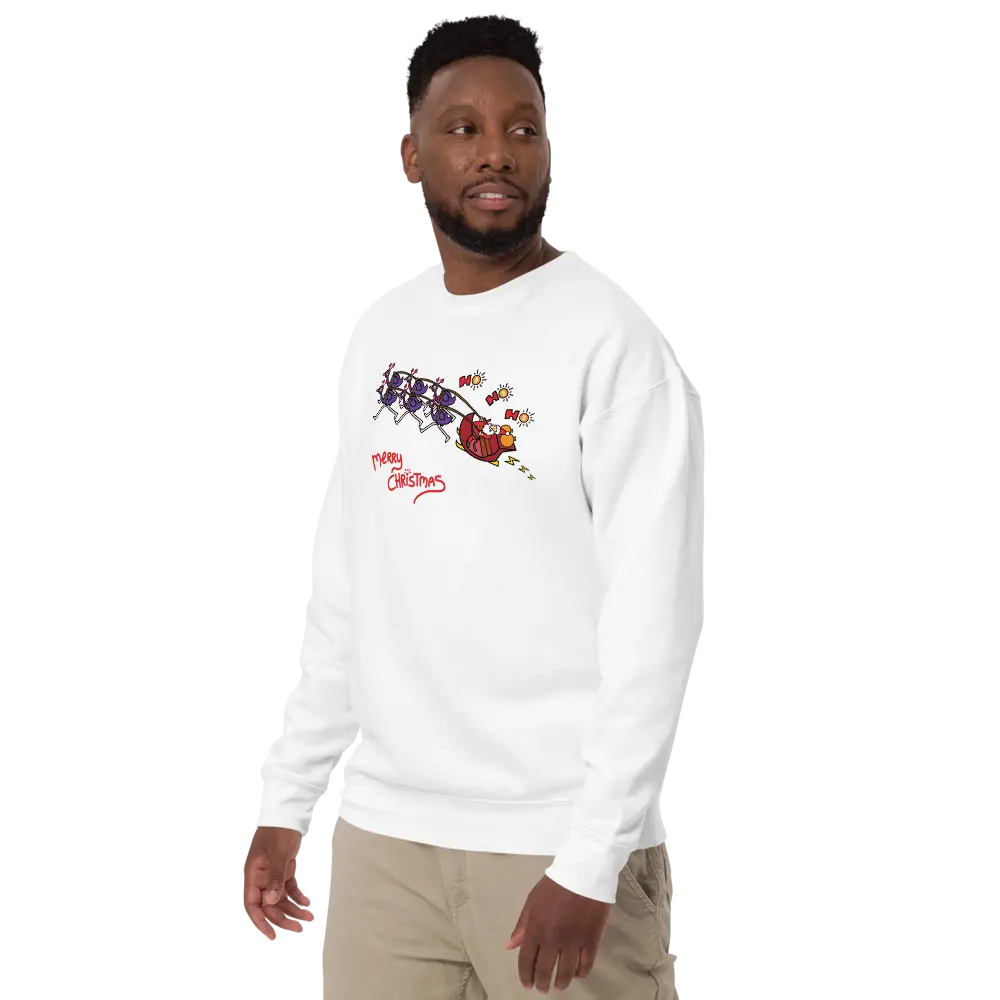 bitcoin sweatshirt - merry christmas by bitpopart - worn by male - front angle view