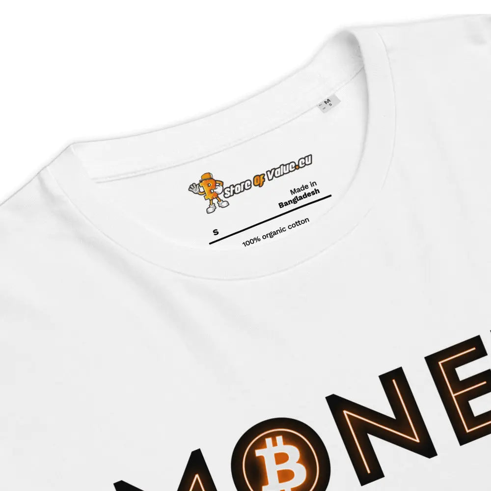Bitcoin T-Shirt – Money - design close-up — text detail - white