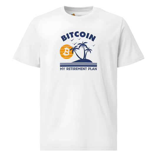 bitcoin t-shirt - my retirement plan - front view - white